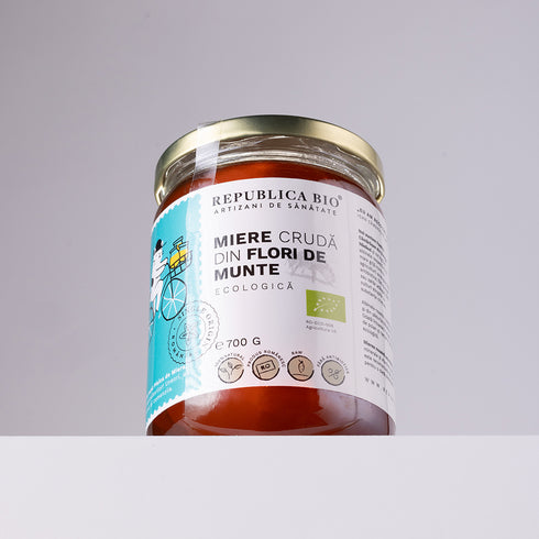 Miere ecologica poliflora cruda din Flori de Munte, Republica BIO, 700g